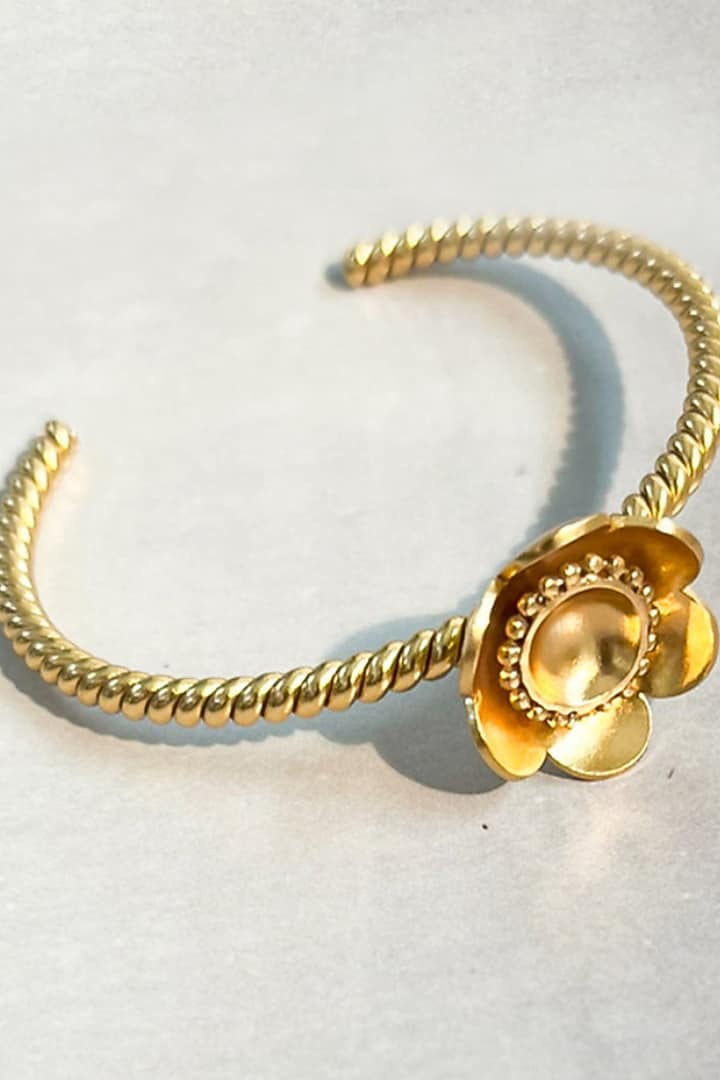 Gold Plated Adjustable Floral Cuff Bangle by Suhani Pittie at Pernia's Pop Up Shop