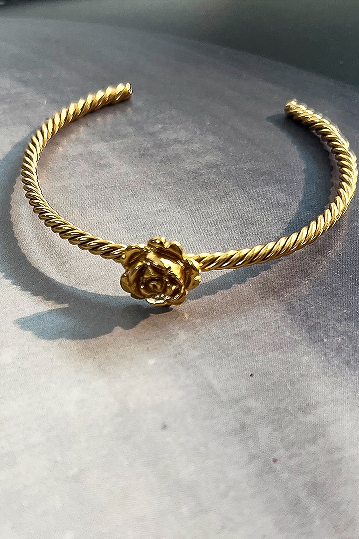 Gold Plated Rose Cuff Bangle by Suhani Pittie at Pernia's Pop Up Shop