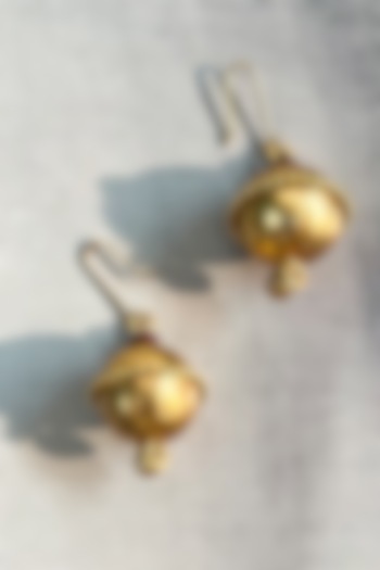 Gold Plated Engraved Ball Earrings by Suhani Pittie at Pernia's Pop Up Shop