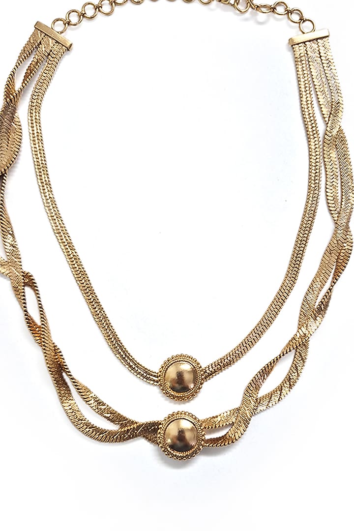 Gold Plated Handcrafted Layered Necklace by Suhani Pittie at Pernia's Pop Up Shop
