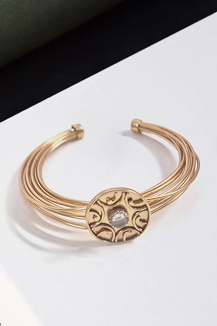 Gold Plated Crystal Handcrafted Cuff Bangle by Suhani Pittie at Pernia's Pop Up Shop