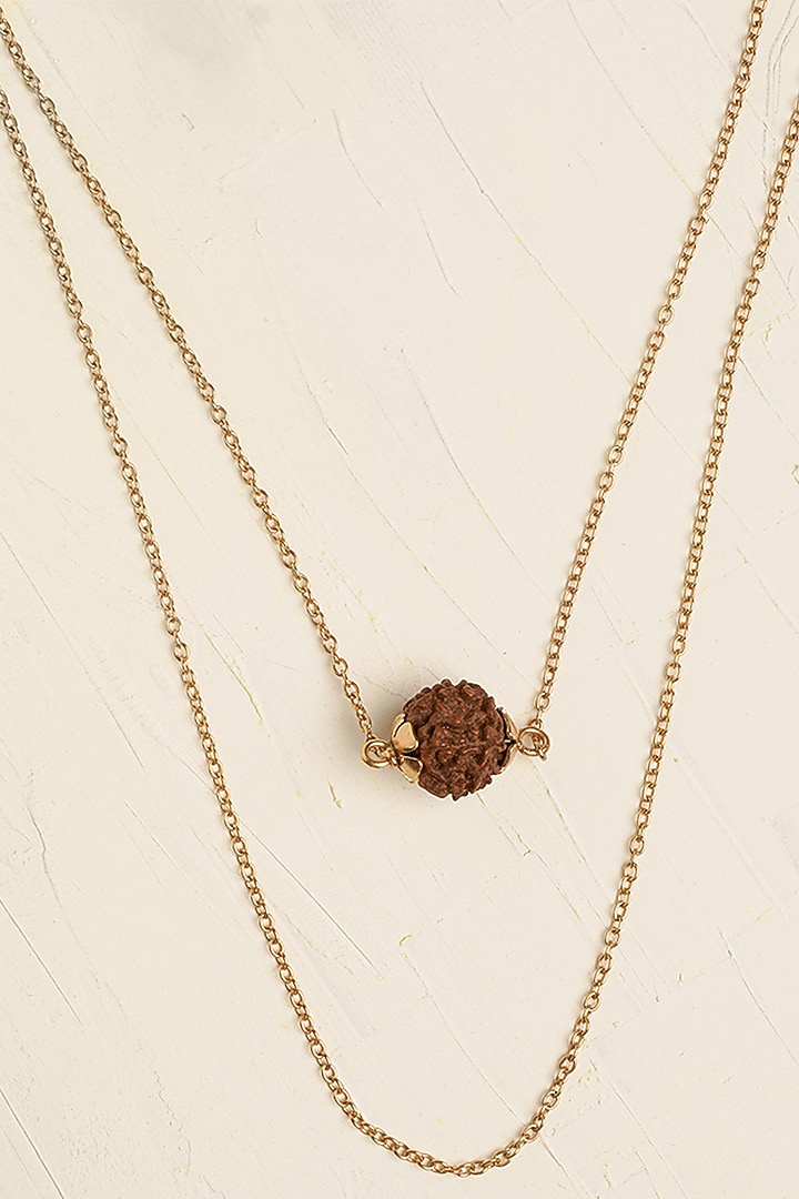 Gold Plated Floral Rudraksha Layered Necklace by Suhani Pittie at Pernia's Pop Up Shop
