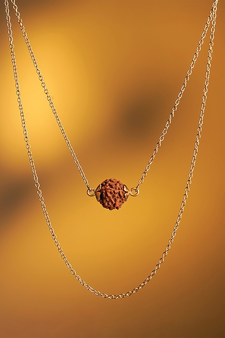 Gold Plated Floral Rudraksha Layered Necklace by Suhani Pittie at Pernia's Pop Up Shop