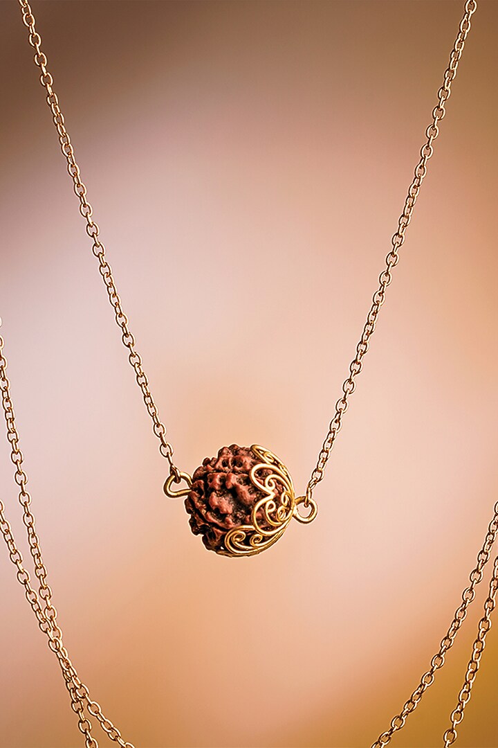 Gold Plated Rudraksha Layered Chain Necklace by Suhani Pittie at Pernia's Pop Up Shop