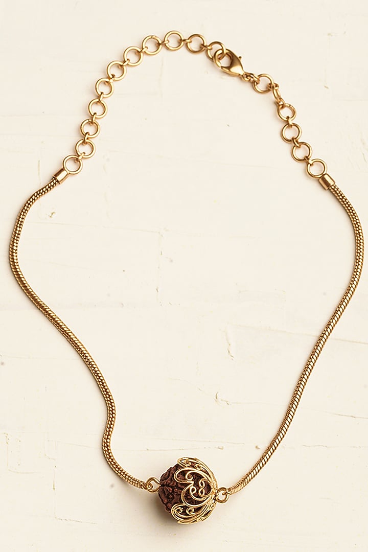 Gold Plated Rudraksha Choker Necklace by Suhani Pittie at Pernia's Pop Up Shop