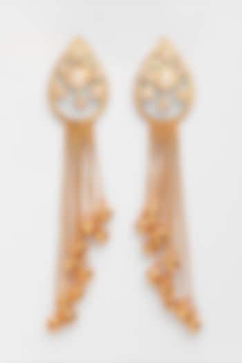 Gold Plated Pearl Cluster & Ghungroo Tassel Chain Earrings by Suhani Pittie at Pernia's Pop Up Shop