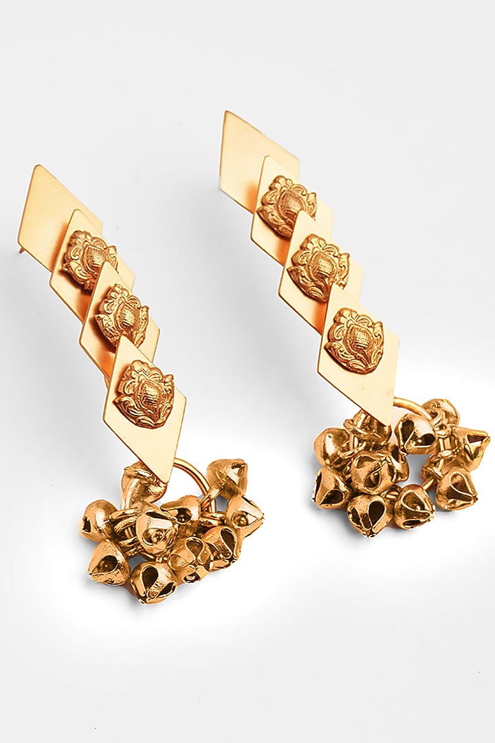 Gold Plated Ghungroo Kite-shaped Earrings by Suhani Pittie at Pernia's Pop Up Shop