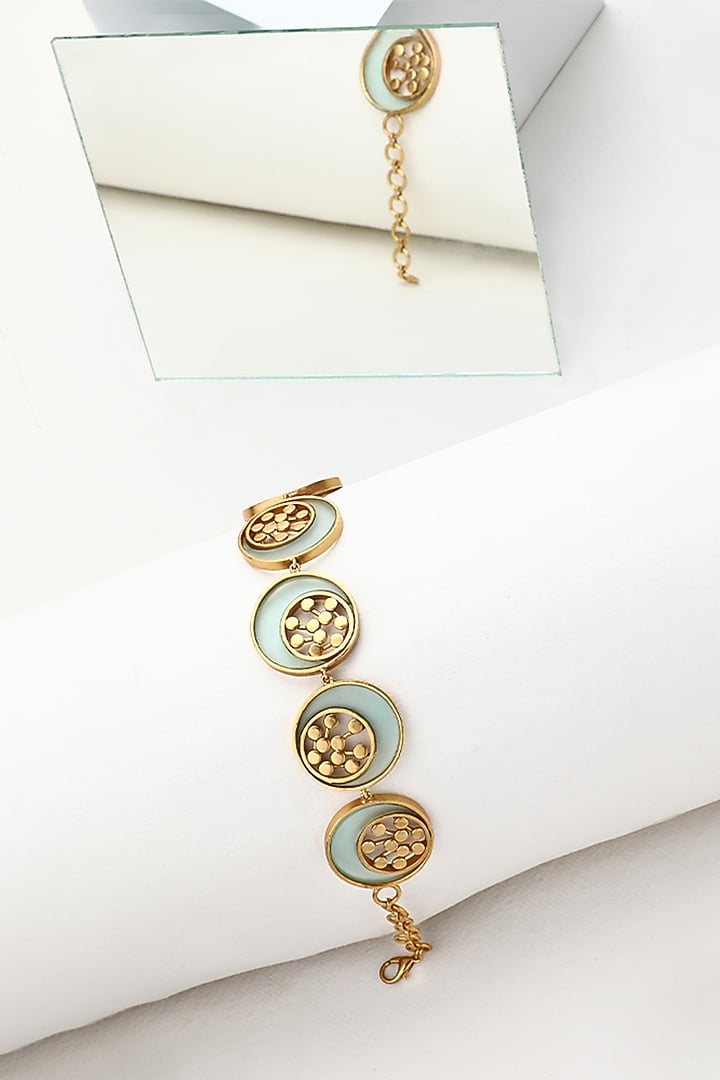 Gold Plated Cyan Blue Acrylic Work Choker Necklace by Suhani Pittie at Pernia's Pop Up Shop
