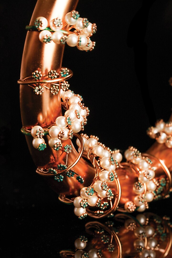 Gold Plated Emerald & Pearl Entwined Choker Necklace by Suhani Pittie at Pernia's Pop Up Shop