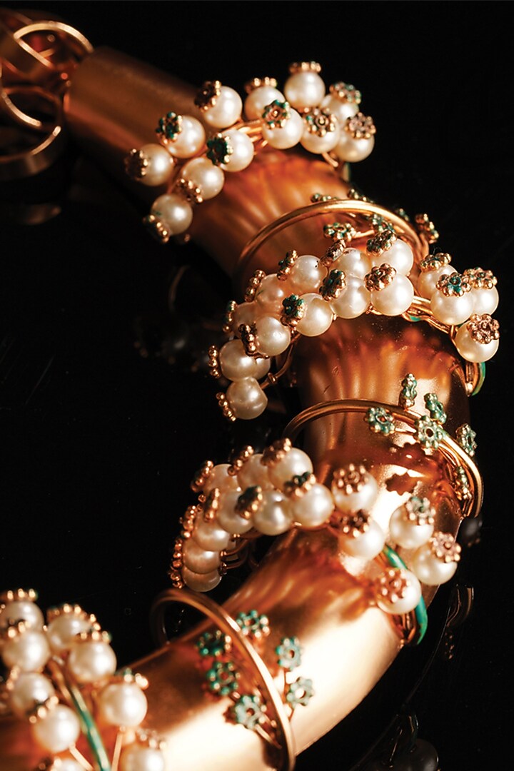 Gold Plated Emerald & Pearl Entwined Choker Necklace by Suhani Pittie at Pernia's Pop Up Shop