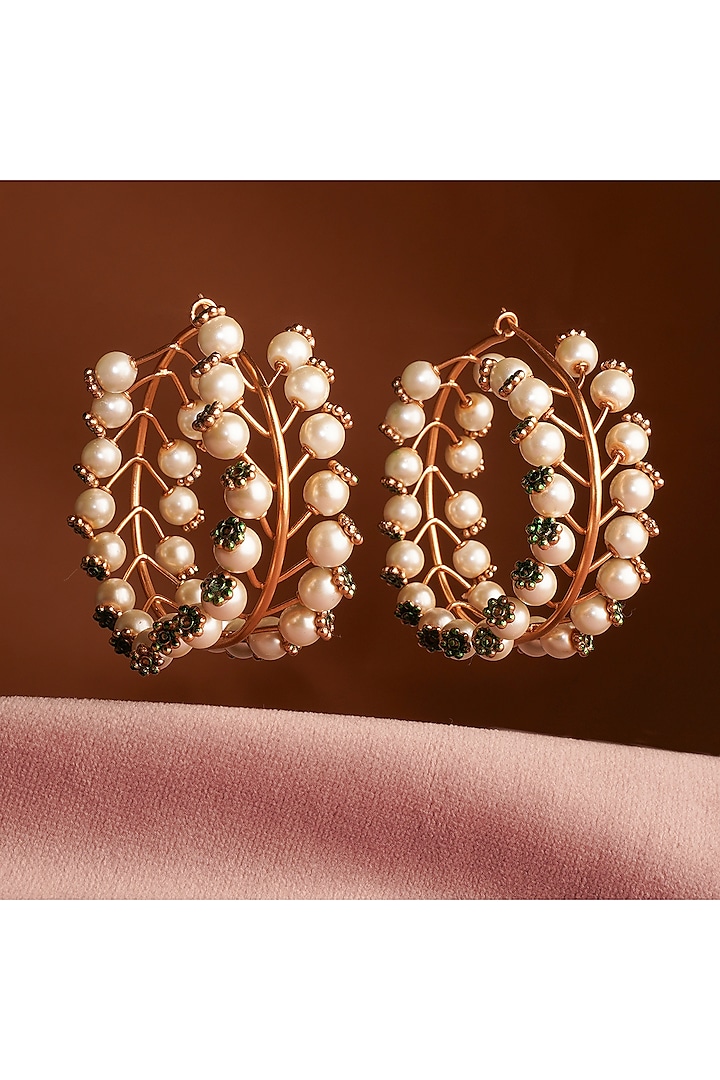 Gold Plated Pearl Hoop Earrings by Suhani Pittie at Pernia's Pop Up Shop