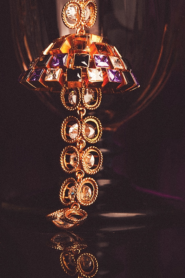 Gold Plated Cubic Zirconia Dangler Earrings by Suhani Pittie at Pernia's Pop Up Shop