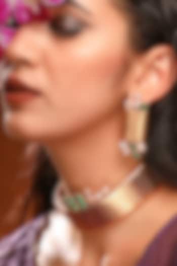 Gold Plated Emerald & Crystal Flexible Choker Necklace by Suhani Pittie at Pernia's Pop Up Shop