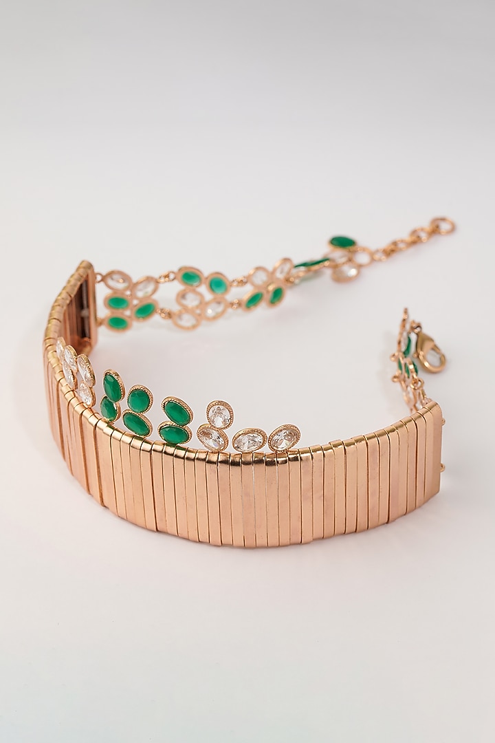Gold Plated Emerald & Crystal Flexible Choker Necklace by Suhani Pittie at Pernia's Pop Up Shop