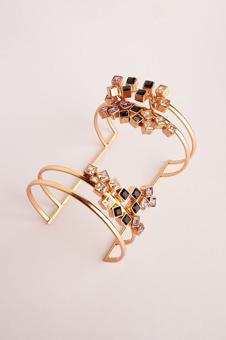 Gold Plated Cubic Zirconia Cuff by Suhani Pittie at Pernia's Pop Up Shop