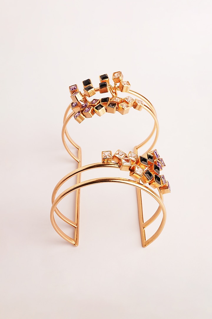 Gold Plated Cubic Zirconia Cuff by Suhani Pittie at Pernia's Pop Up Shop