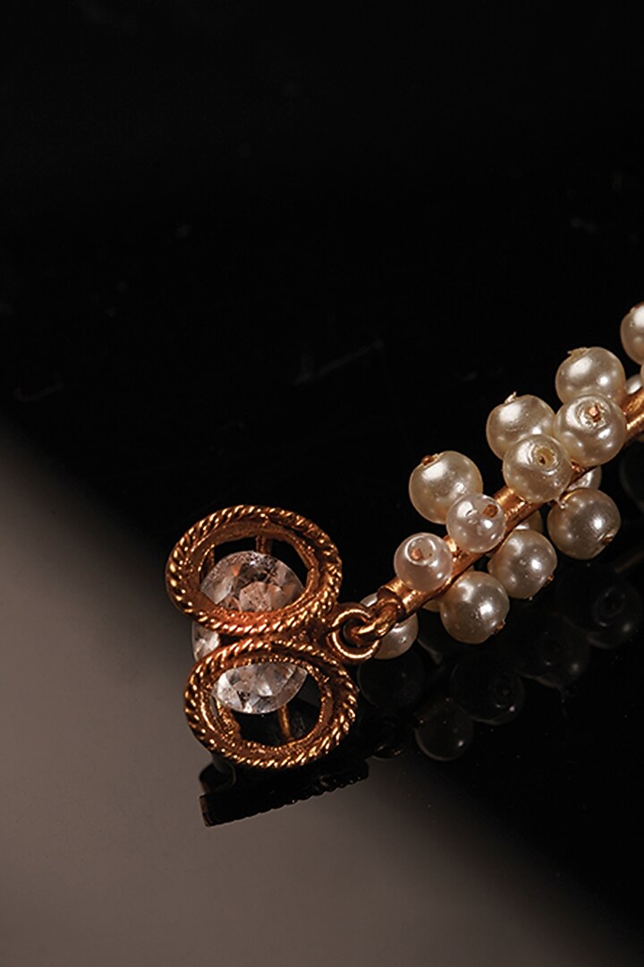 Gold Plated Pearl & White Crystal Ear Cuffs by Suhani Pittie at Pernia's Pop Up Shop