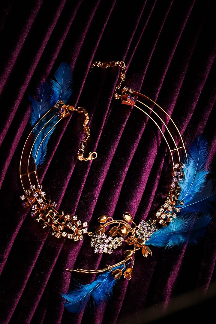 Gold Plated Cubic Zirconia Kanthi-Style Choker Necklace by Suhani Pittie at Pernia's Pop Up Shop