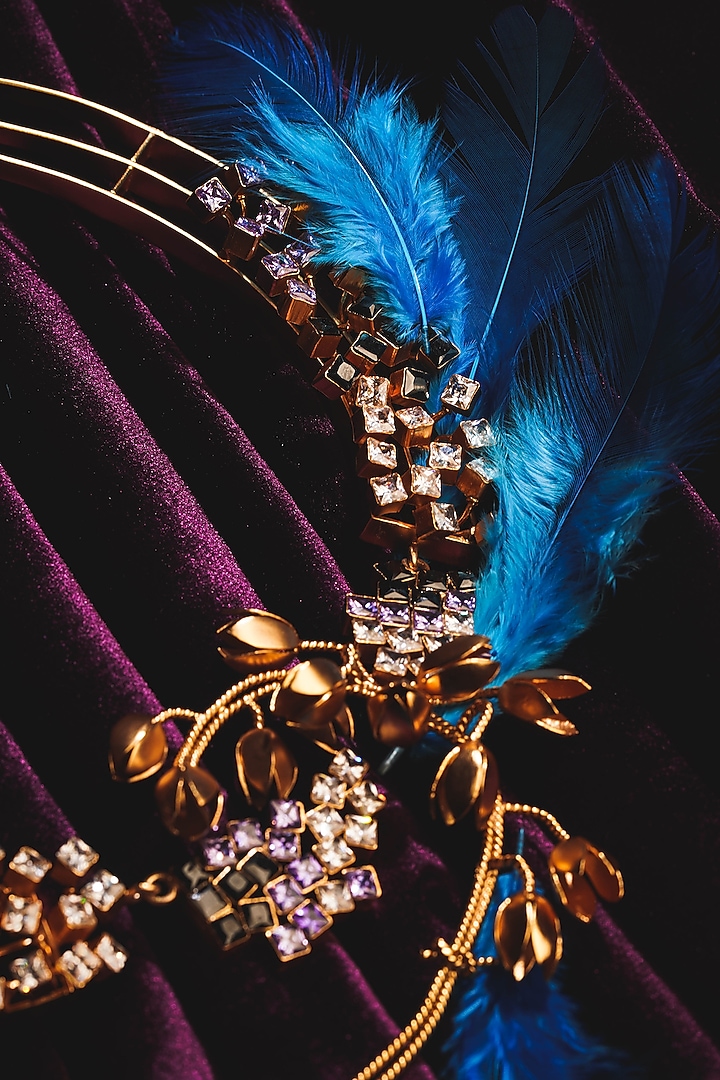 Gold Plated Cubic Zirconia Kanthi-Style Choker Necklace by Suhani Pittie at Pernia's Pop Up Shop