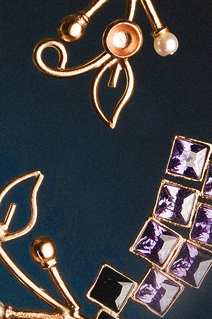 Gold Plated Cubic Zirconia Dangler Earrings by Suhani Pittie at Pernia's Pop Up Shop