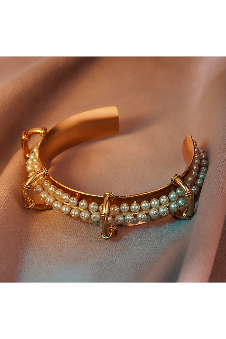 Gold Plated Pearl Cuff by Suhani Pittie at Pernia's Pop Up Shop