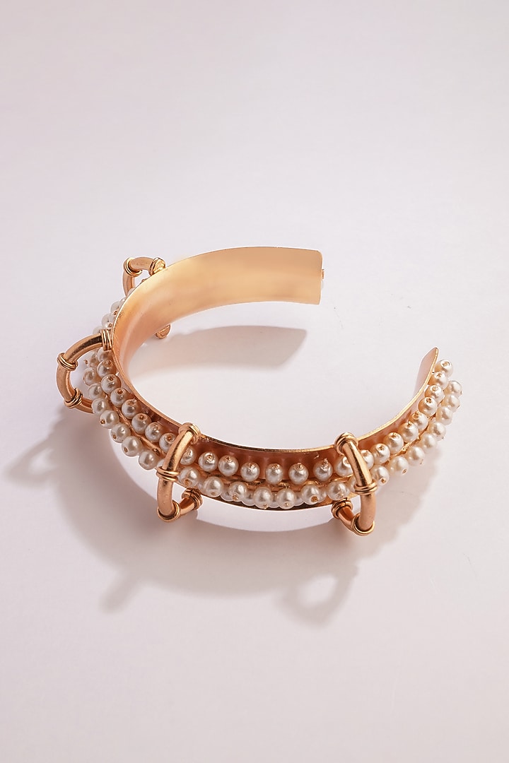 Gold Plated Pearl Cuff by Suhani Pittie at Pernia's Pop Up Shop