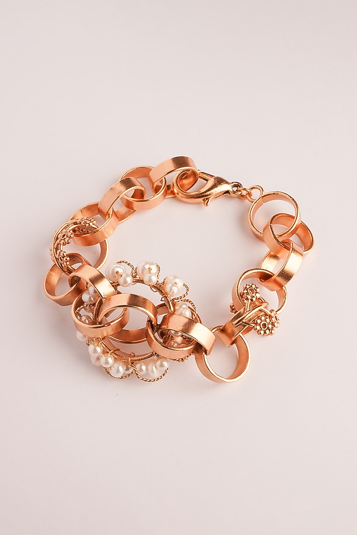Gold Plated Pearl Link Bracelet by Suhani Pittie at Pernia's Pop Up Shop