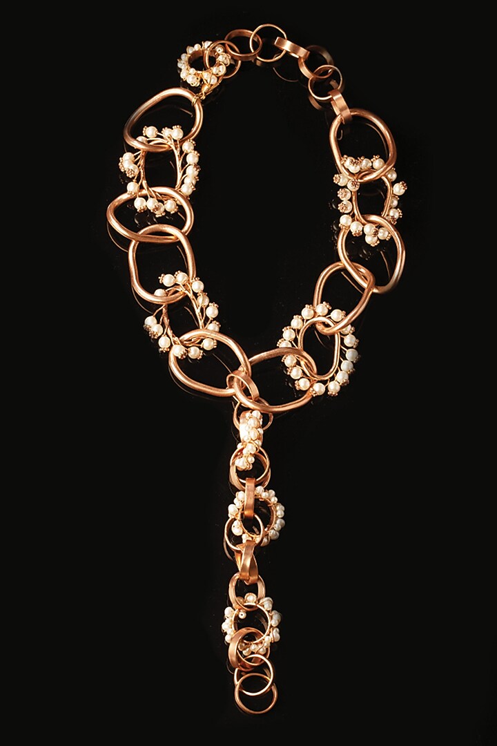 Gold Plated Pearl Link Chain Necklace by Suhani Pittie at Pernia's Pop Up Shop