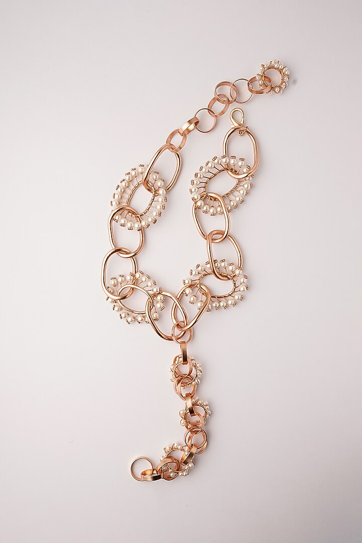 Gold Plated Pearl Link Chain Necklace by Suhani Pittie at Pernia's Pop Up Shop