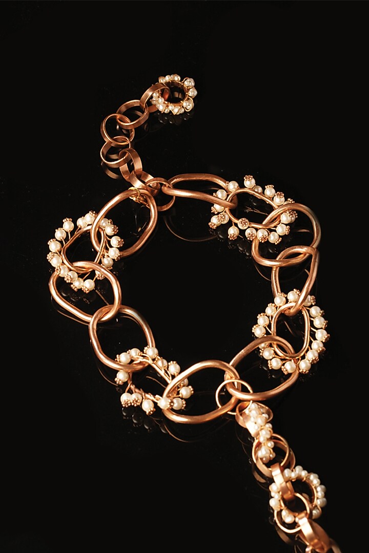 Gold Plated Pearl Link Chain Necklace by Suhani Pittie at Pernia's Pop Up Shop