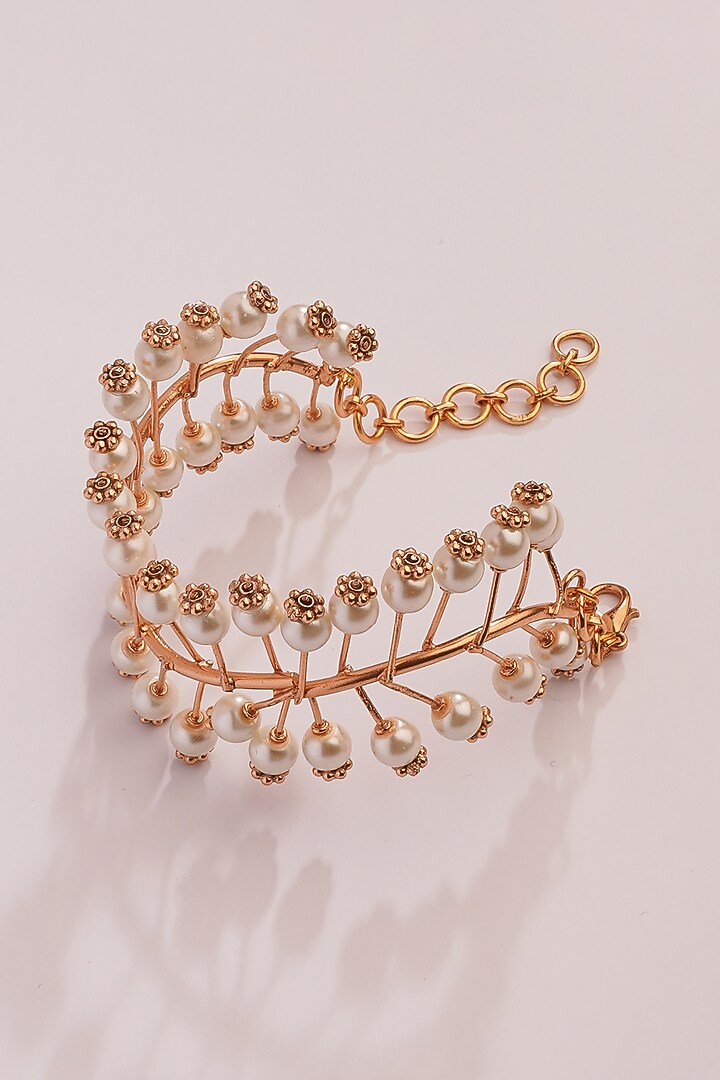 Gold Plated Pearl Wave Bracelet by Suhani Pittie at Pernia's Pop Up Shop