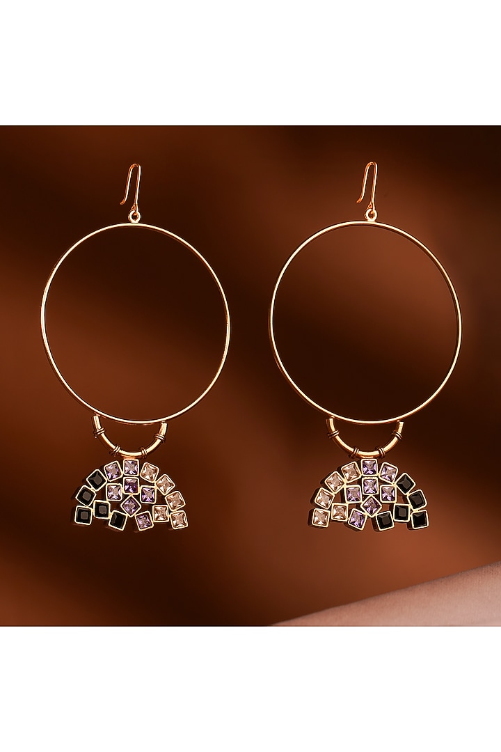 Gold Plated Cubic Zirconia Hoop Earrings by Suhani Pittie at Pernia's Pop Up Shop