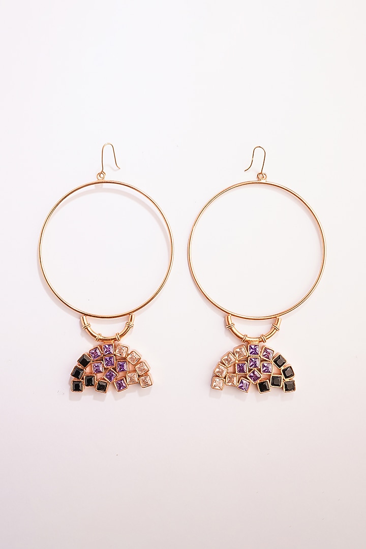 Gold Plated Cubic Zirconia Hoop Earrings by Suhani Pittie at Pernia's Pop Up Shop