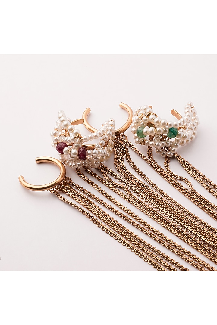 Gold Plated Emerald & Ruby Hand Harness by Suhani Pittie at Pernia's Pop Up Shop