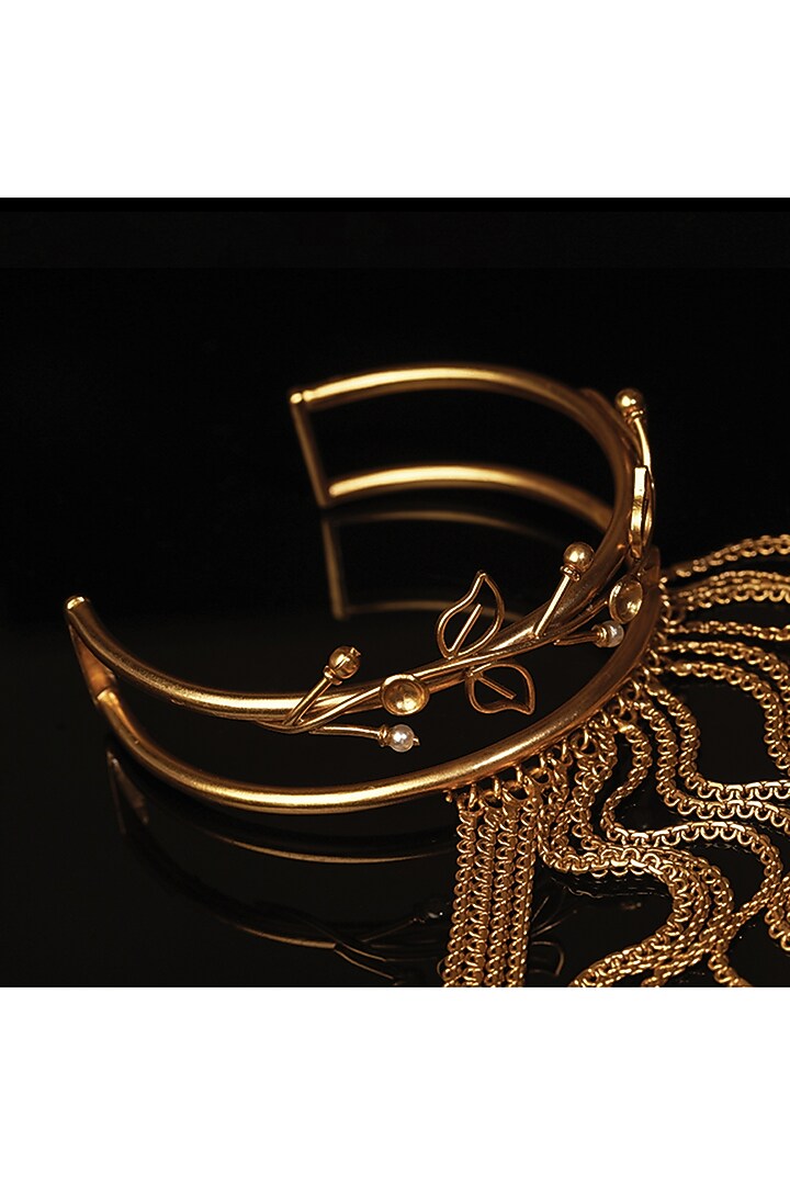 Gold Plated Emerald & Ruby Hand Harness by Suhani Pittie at Pernia's Pop Up Shop