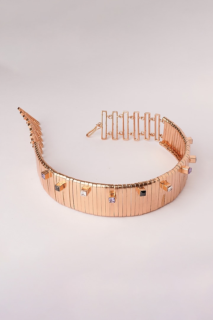 Gold Plated Cubic Zirconia Flexible Choker Necklace by Suhani Pittie at Pernia's Pop Up Shop