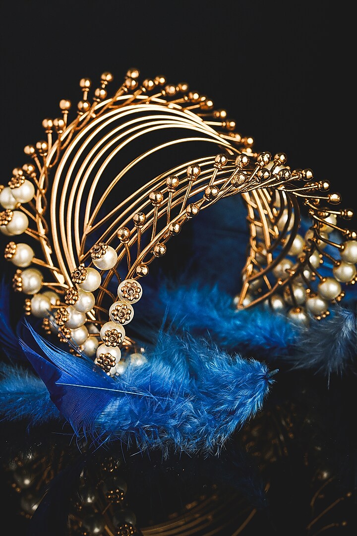 Gold Plated Pearl Wire Cuff Bracelet by Suhani Pittie at Pernia's Pop Up Shop