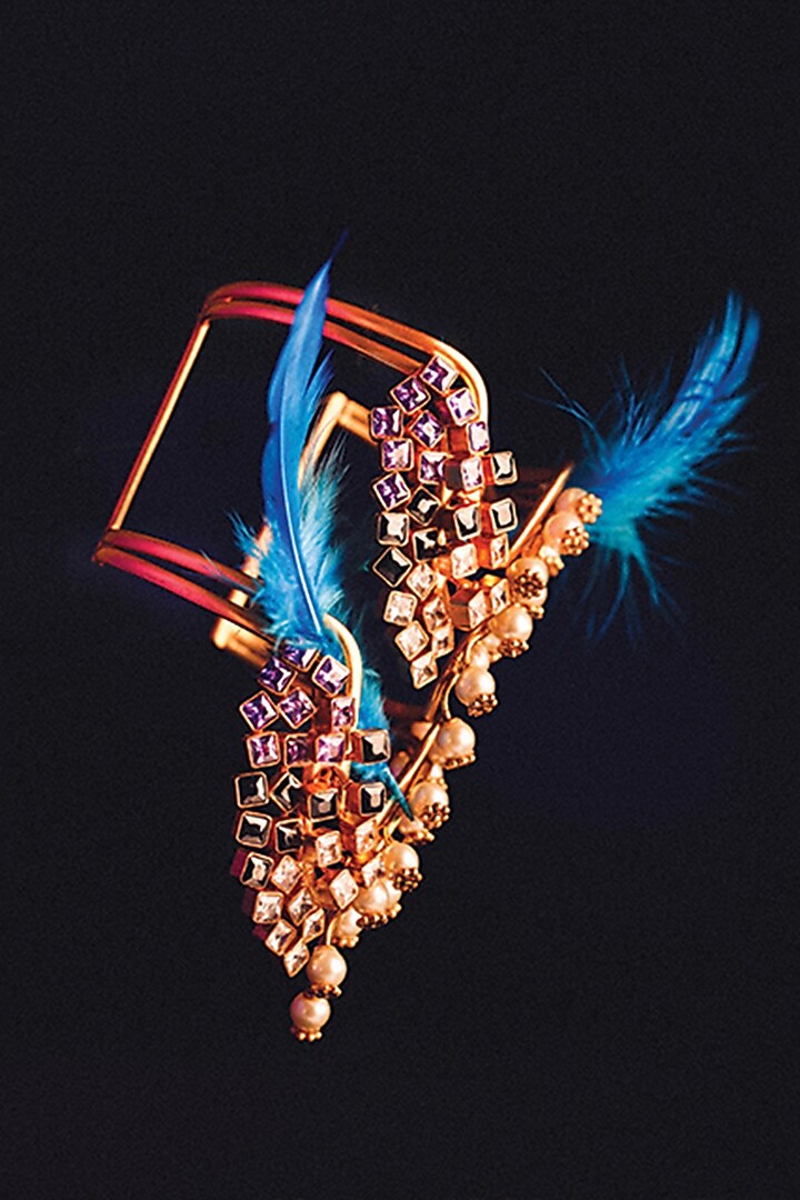 Gold Plated Pearl & Cubic Zirconia Cuff by Suhani Pittie at Pernia's Pop Up Shop