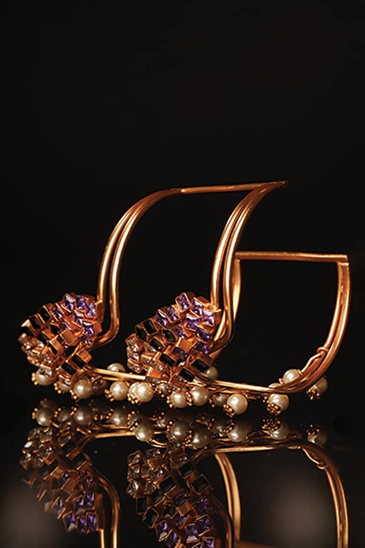 Gold Plated Pearl & Cubic Zirconia Cuff by Suhani Pittie at Pernia's Pop Up Shop