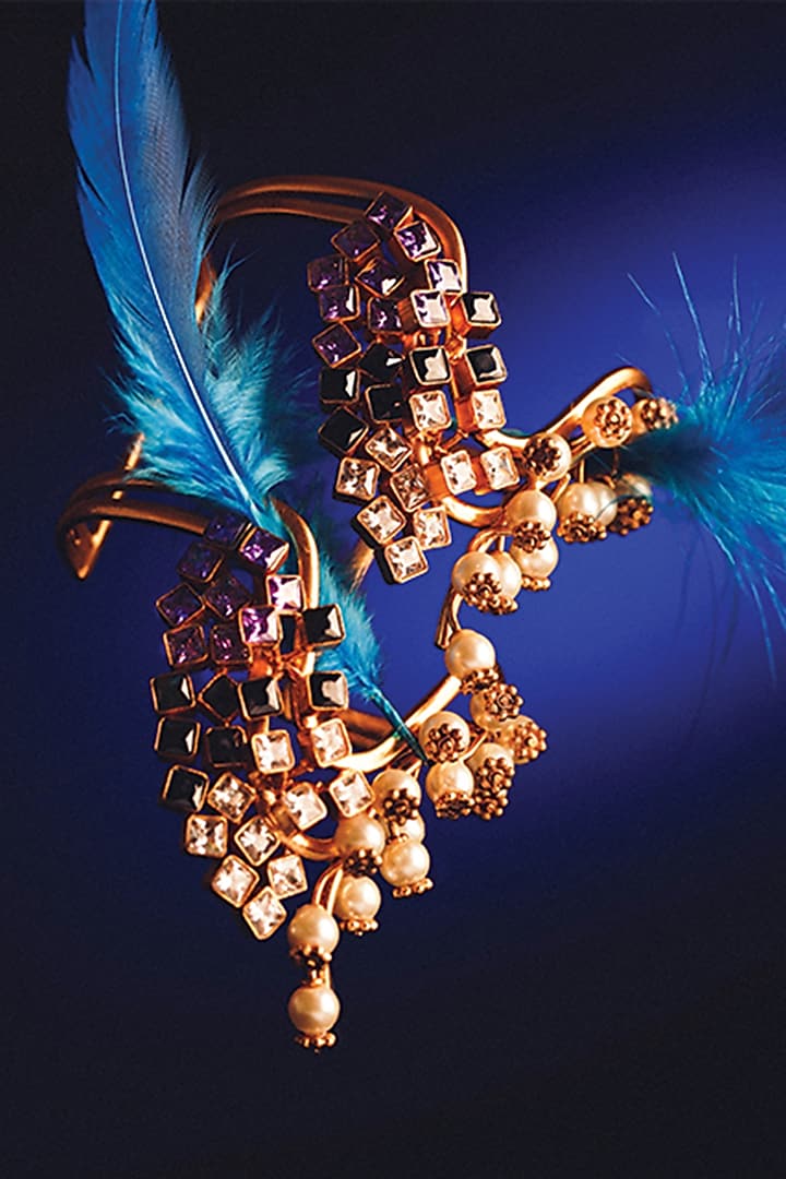Gold Plated Pearl & Cubic Zirconia Cuff by Suhani Pittie at Pernia's Pop Up Shop