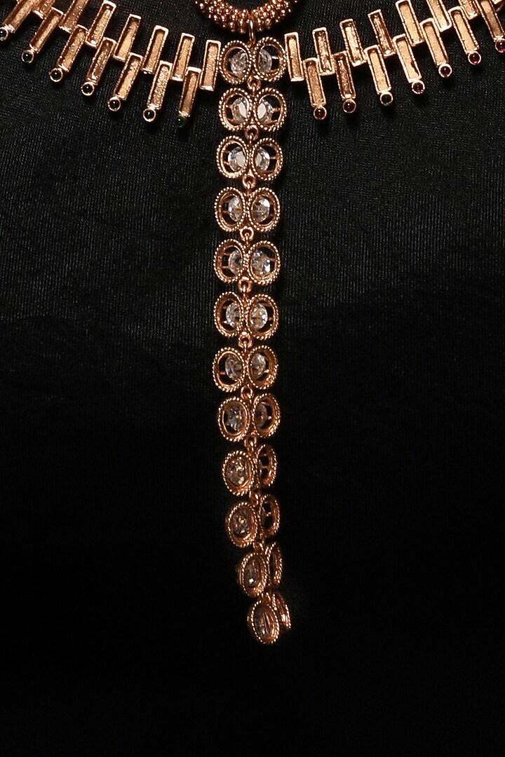Gold Plated Acrylic & White Crystal Kanthi Style Necklace by Suhani Pittie at Pernia's Pop Up Shop