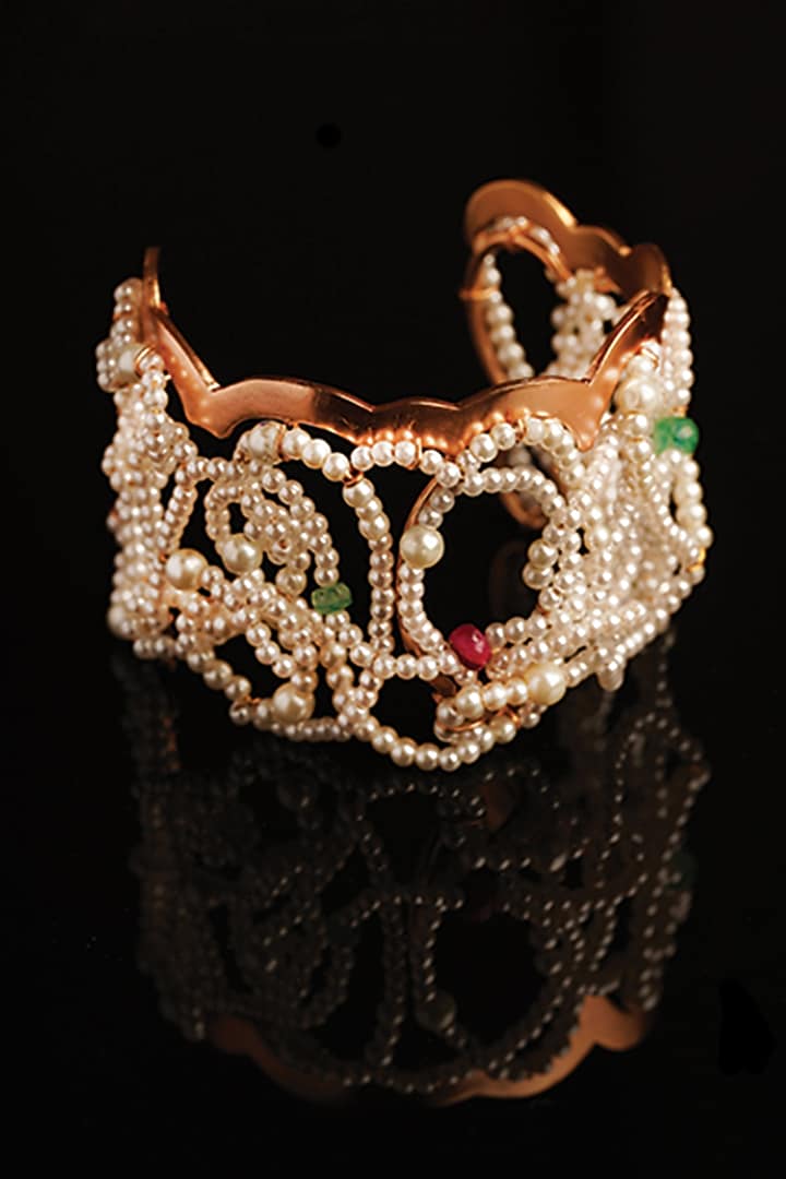Gold Plated Ruby & Emerald Cuff by Suhani Pittie at Pernia's Pop Up Shop