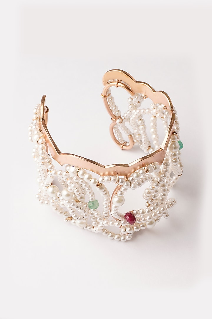 Gold Plated Ruby & Emerald Cuff by Suhani Pittie at Pernia's Pop Up Shop