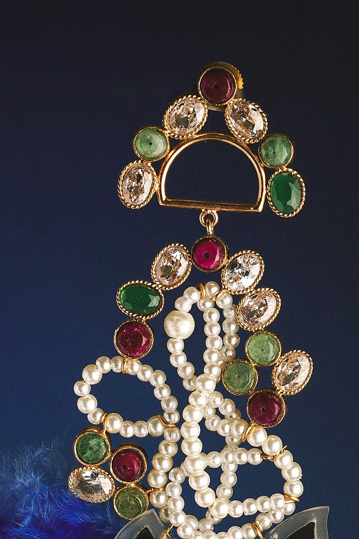 Gold Plated Ruby & Emerald Dangler Earrings by Suhani Pittie at Pernia's Pop Up Shop