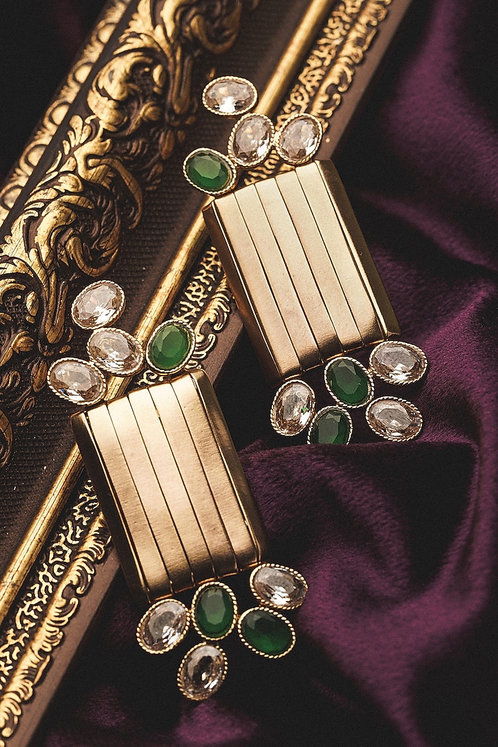 Gold Plated Crystal Stud Earrings by Suhani Pittie at Pernia's Pop Up Shop