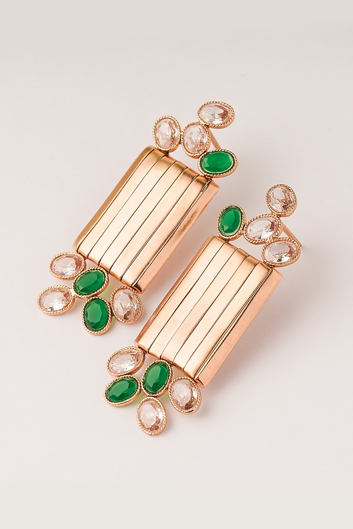 Gold Plated Crystal Stud Earrings by Suhani Pittie at Pernia's Pop Up Shop