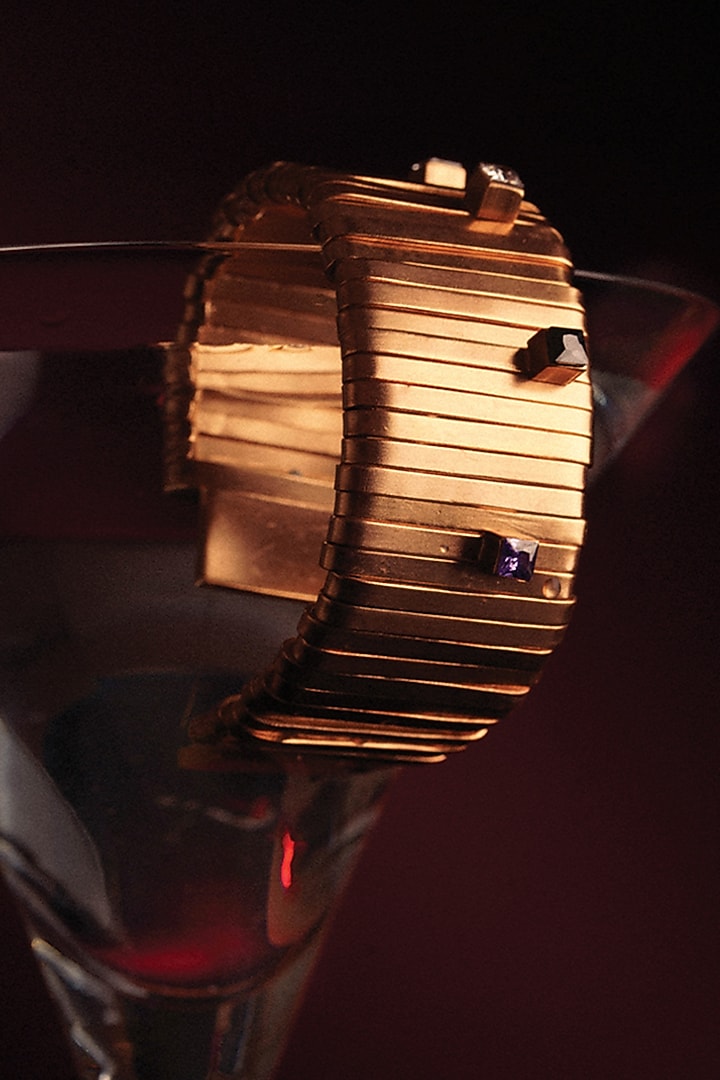 Gold Plated Crystal Cuff by Suhani Pittie at Pernia's Pop Up Shop