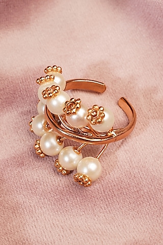 Gold Plated Pearl Cuff by Suhani Pittie