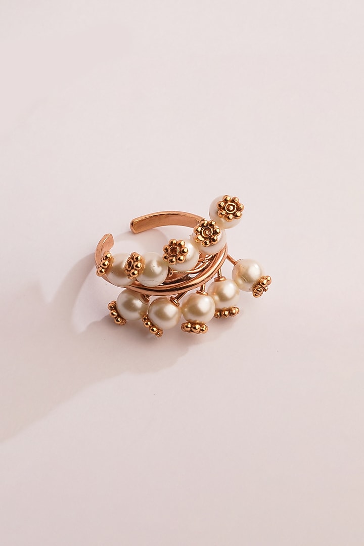 Gold Plated Pearl Cuff by Suhani Pittie at Pernia's Pop Up Shop