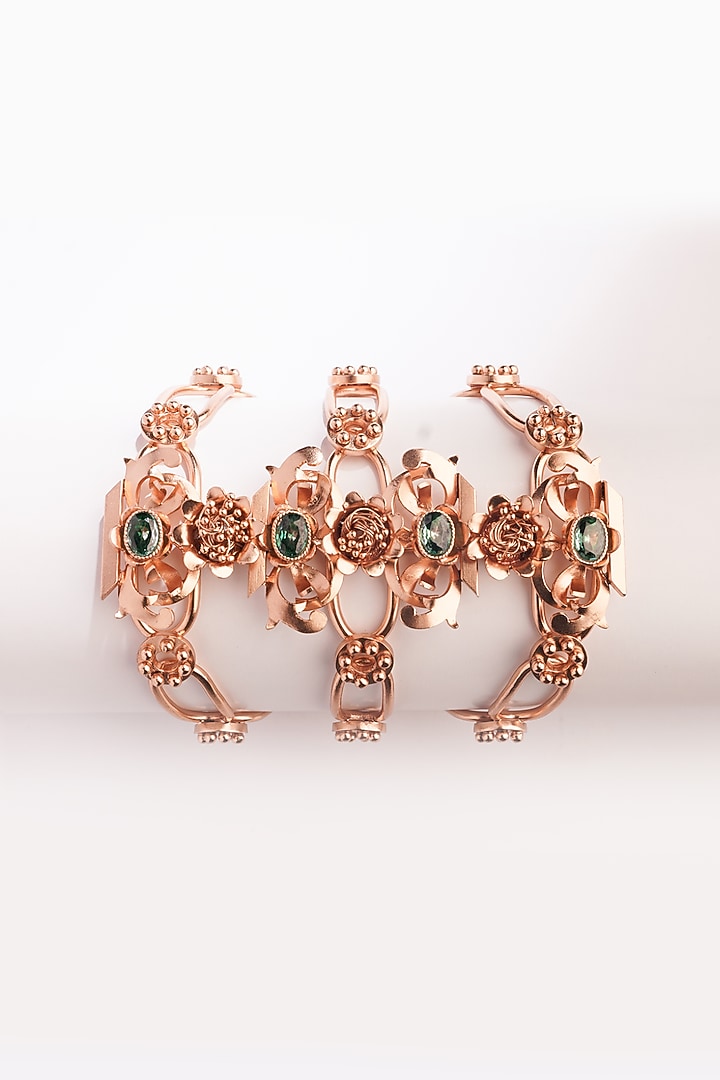 Gold Plated Blue Crystal Cuff by Suhani Pittie at Pernia's Pop Up Shop